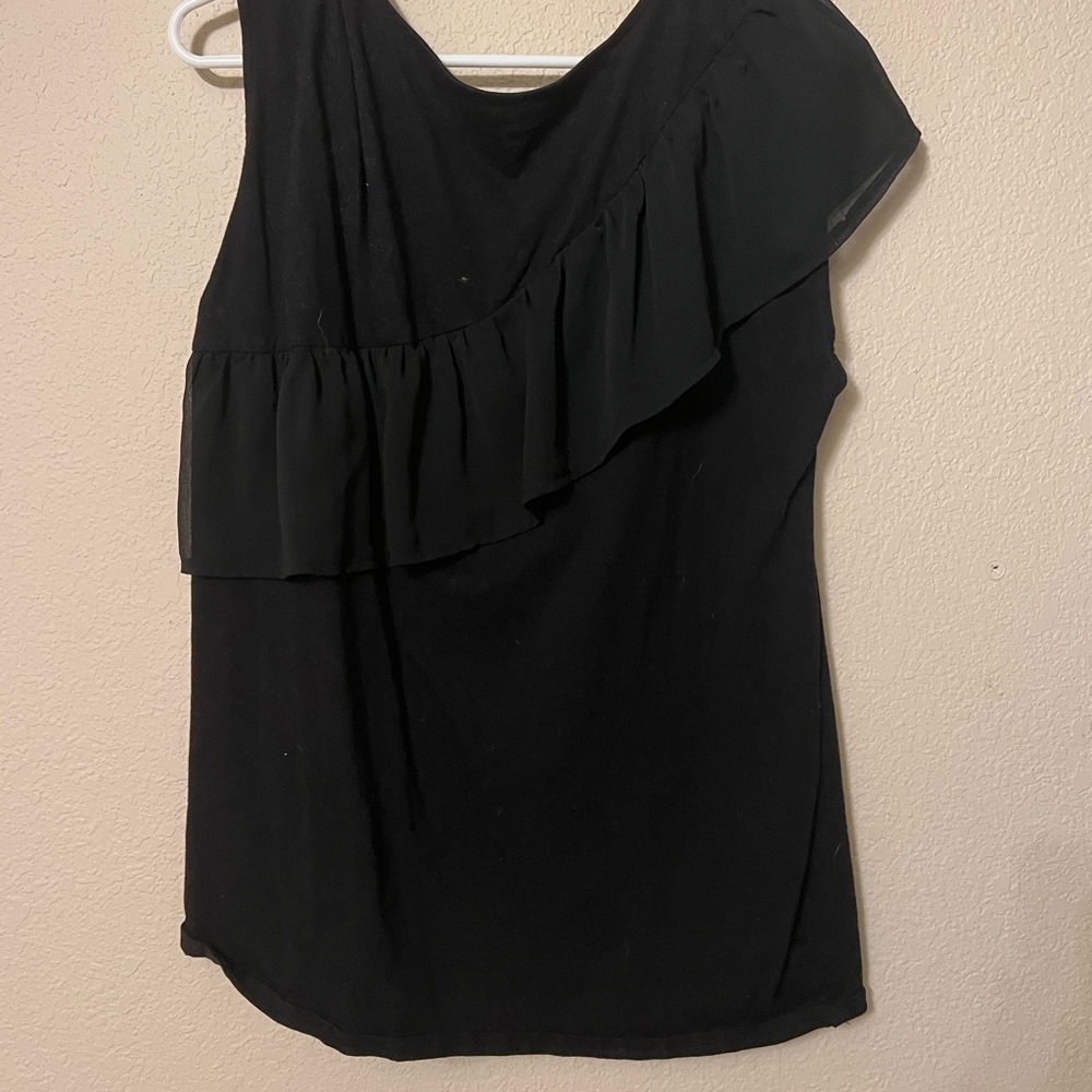 Maternity Business Black Tank with Ruffle XL